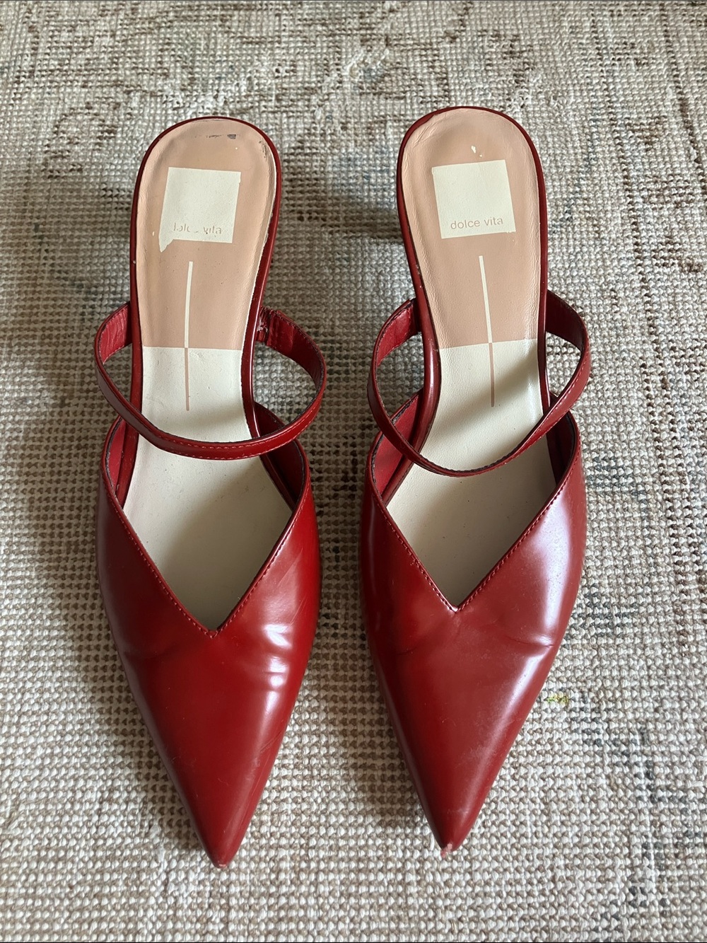 Dolce Vita Red Pointed Toe Double-Strap Mules